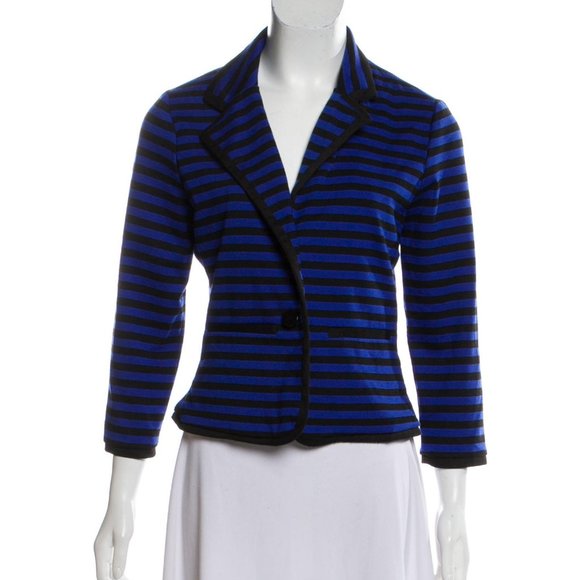 SANDRO blazer Striped blue/black Pointed Collar - Picture 1 of 3